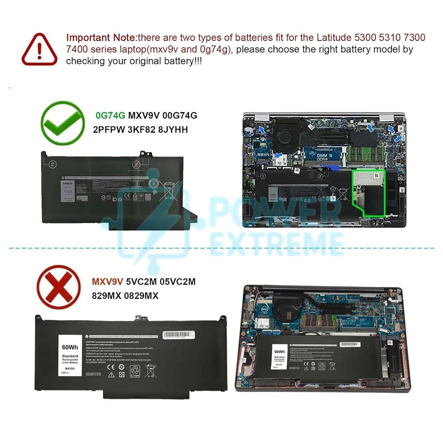 Replacement Laptop Battery Dell Latitude 7300 7400 451-BCIZ 451-BCMD 8JYHH 0G74G