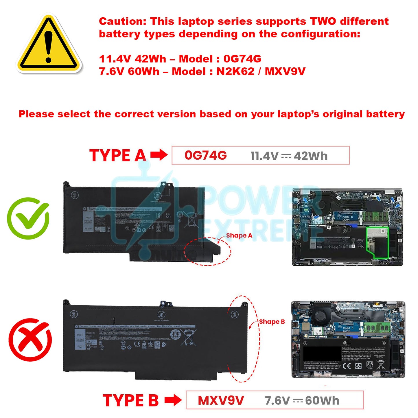 Replacement Laptop Battery for Dell Latitude 7300 7400 451-BCIZ 451-BCMD 8JYHH 0G74G