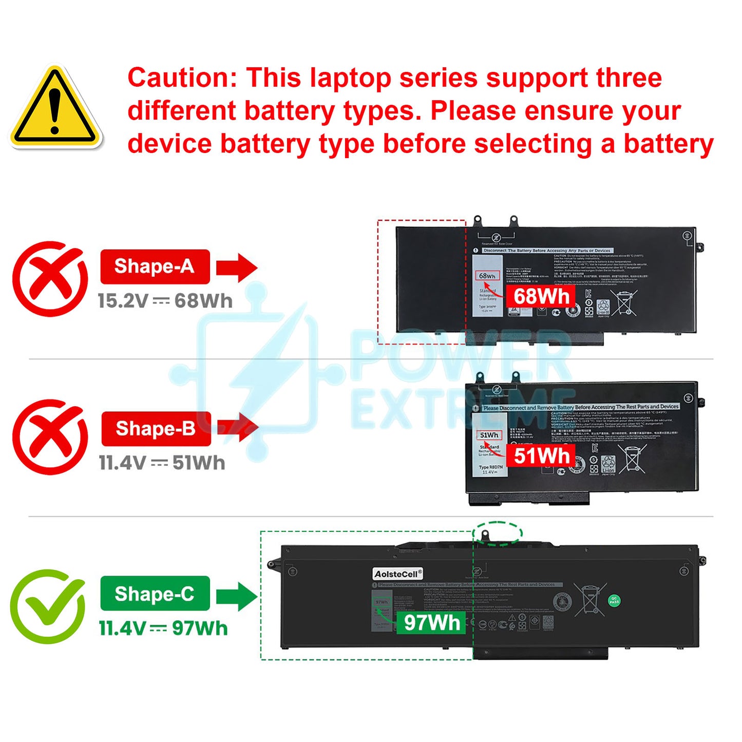 Replacement Laptop Battery for Dell Precision 3541 Mobile Workstation 97Wh 01WJT0 D191G 1FXDH