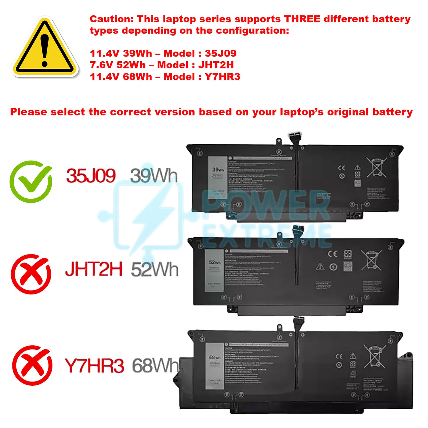 Replacement Laptop Battery for Dell Latitude 7310 7410 39Wh 009YYF 04V5X2 07CXN6 07YX5Y 35J09