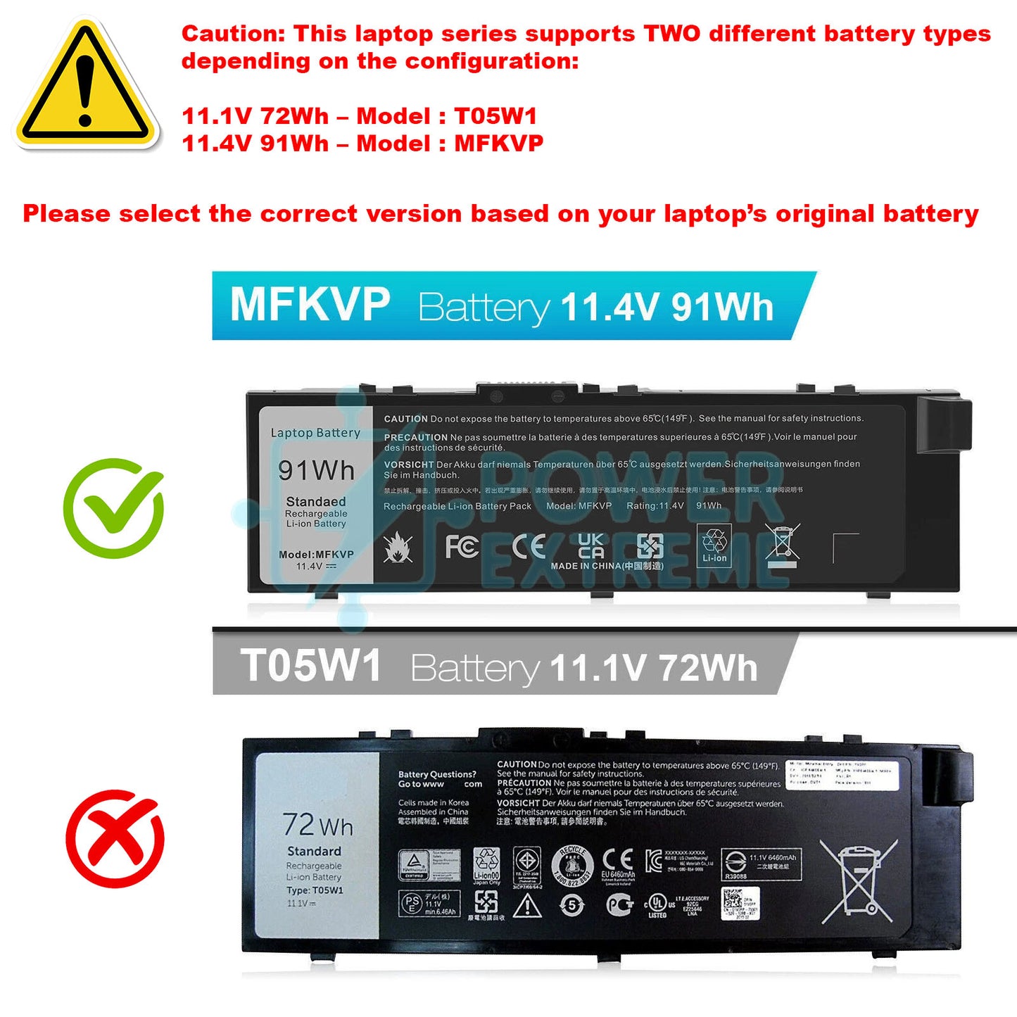 Replacement Laptop Battery for Dell Precision 15 7510 7520 91W 0FNY7 1G9VM MFKVP 451-BBSD