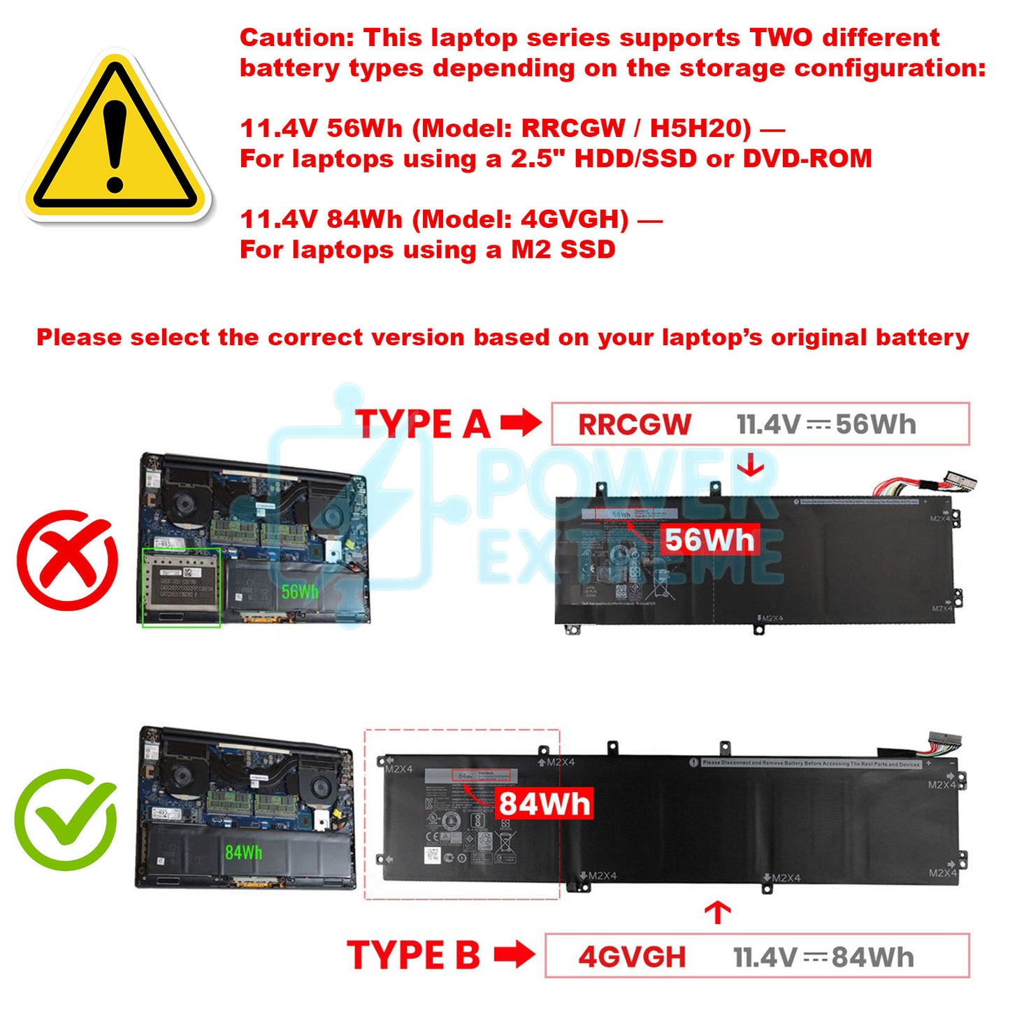 Replacement Laptop Battery for Dell 84Wh Precision 15 5510 0T453X 451-BBUX 4GVGH