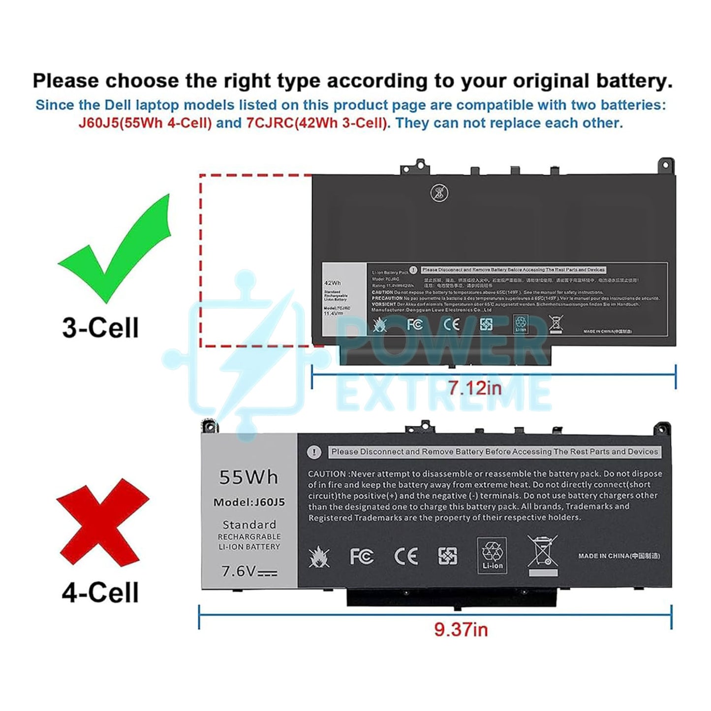 Replacement Laptop Battery for Dell Latitude E7270 P26S001 series 049VTIP 07CJRC 21X15 7CJRC