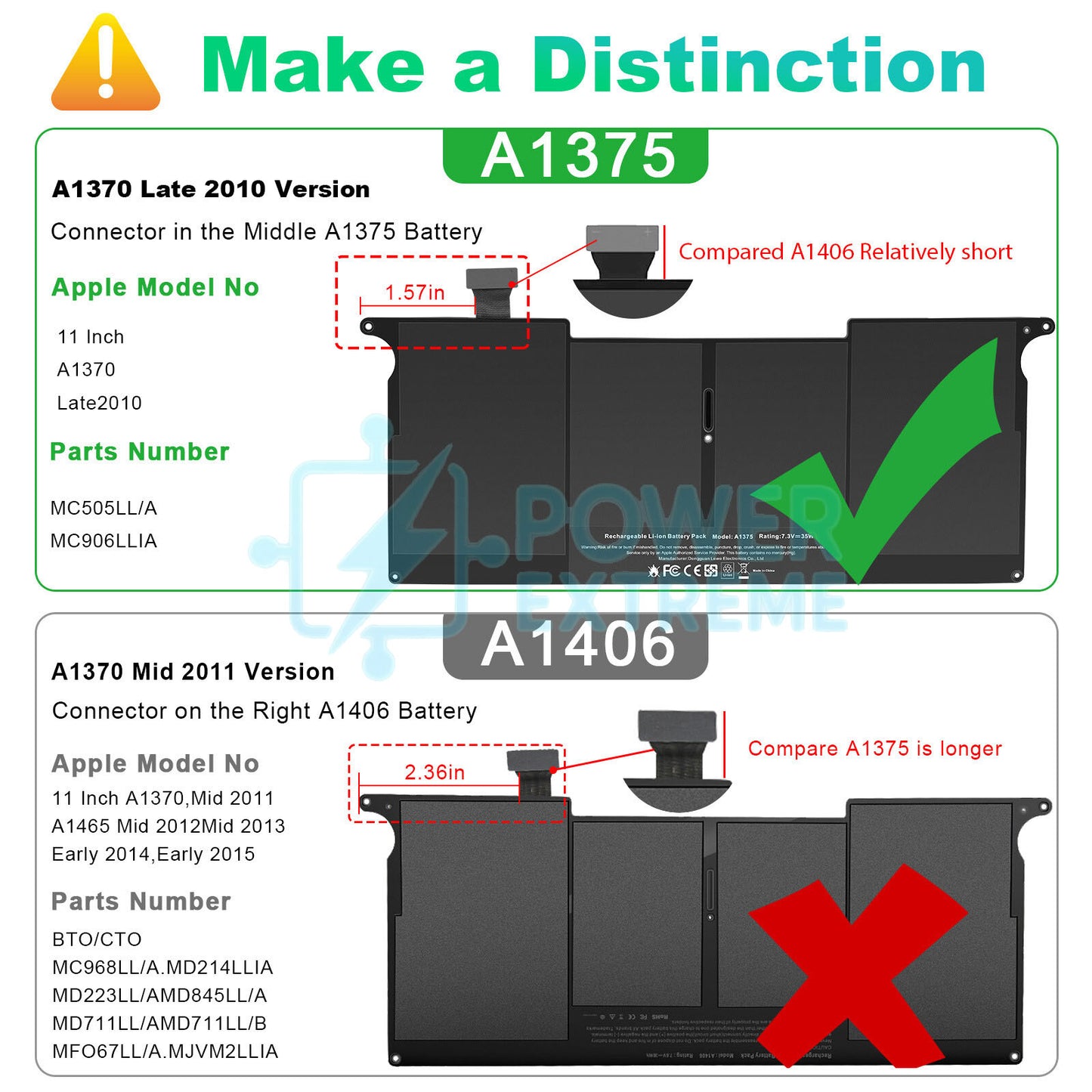 Battery for Apple Macbook Air 11” Late 2010 020-6920-01 020-6920-A A1375