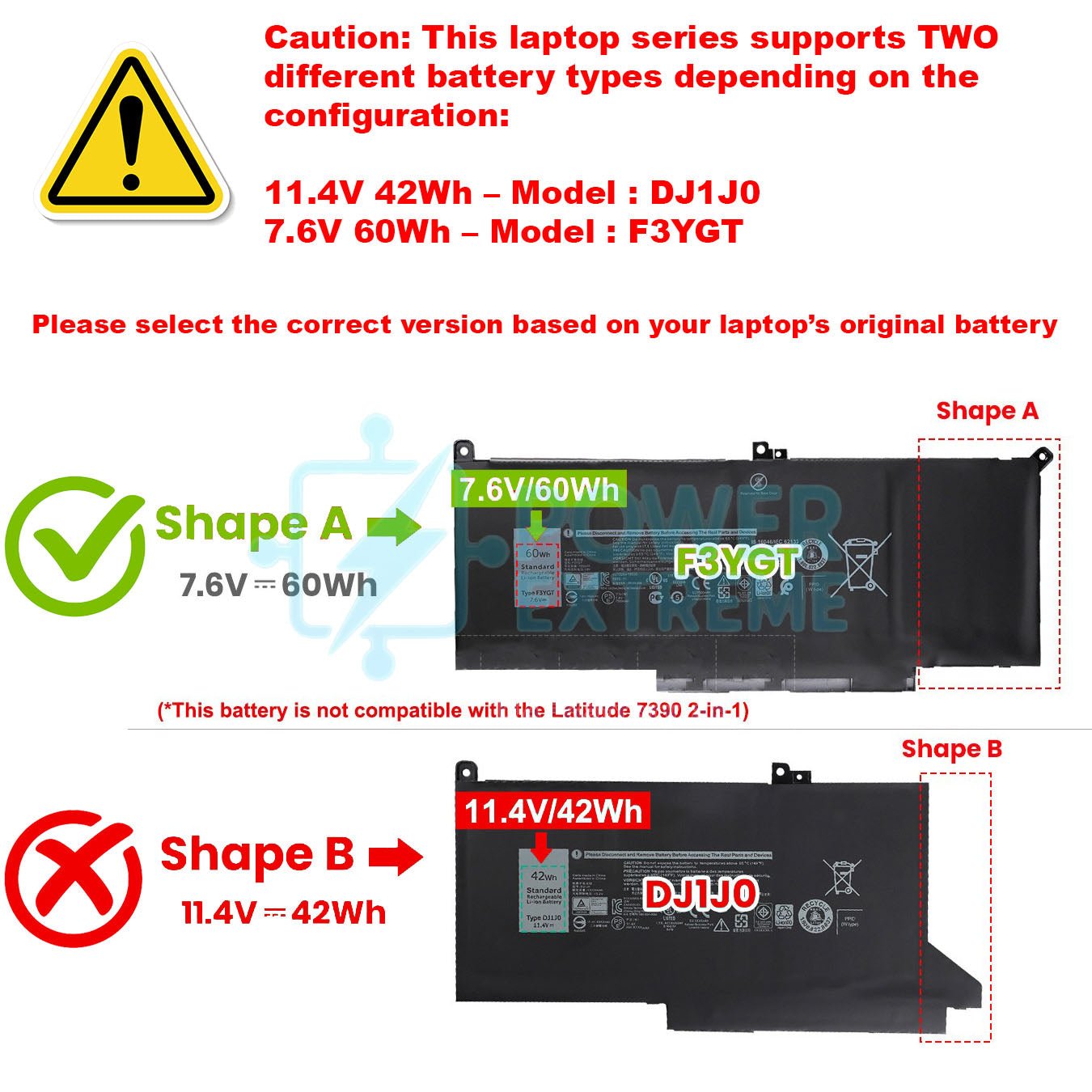 Genuine Laptop Battery for Dell Latitude E7280 E7290 0F3YGTY 0MYJ96 2X39G 451-BBYE F3YGT