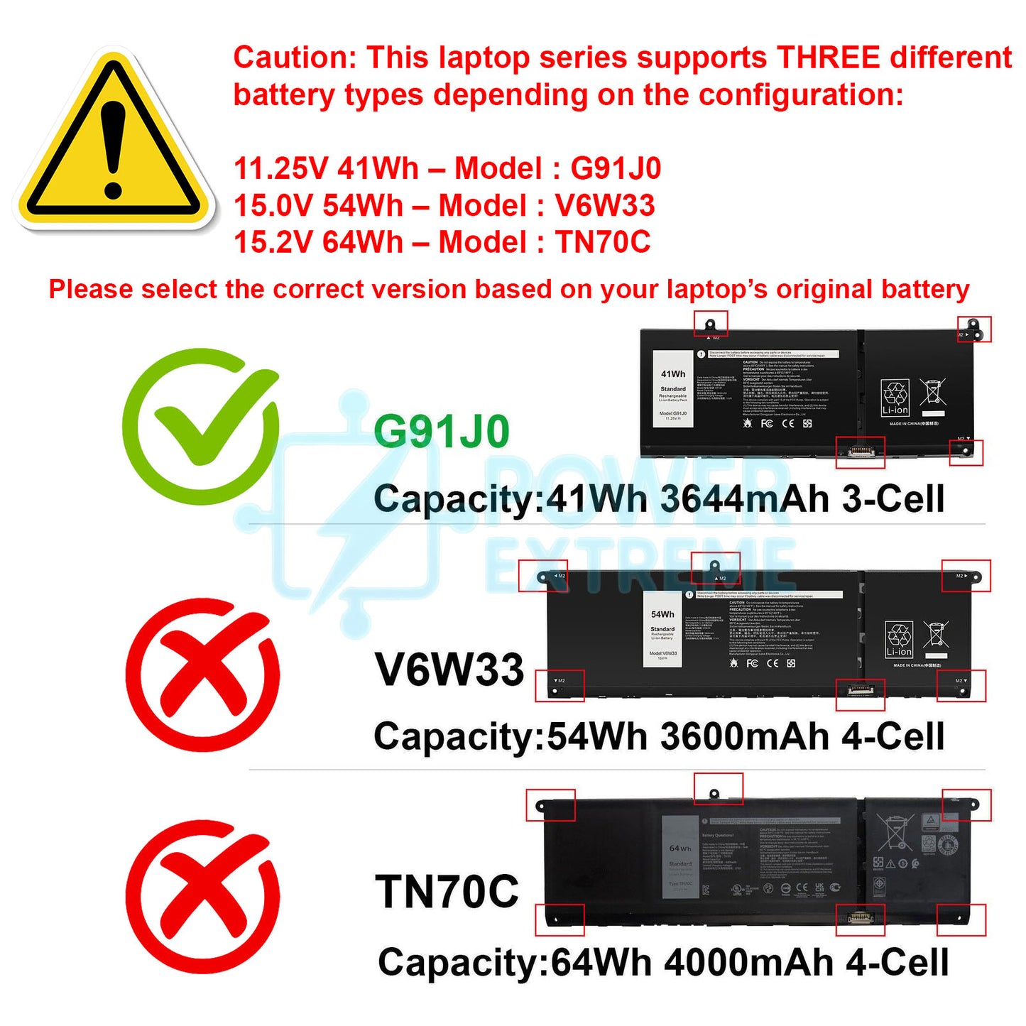 Replacement Laptop Battery for Dell Latitude 13 3320 3330 3430 41Wh PG8YJ V6W33 G91J0