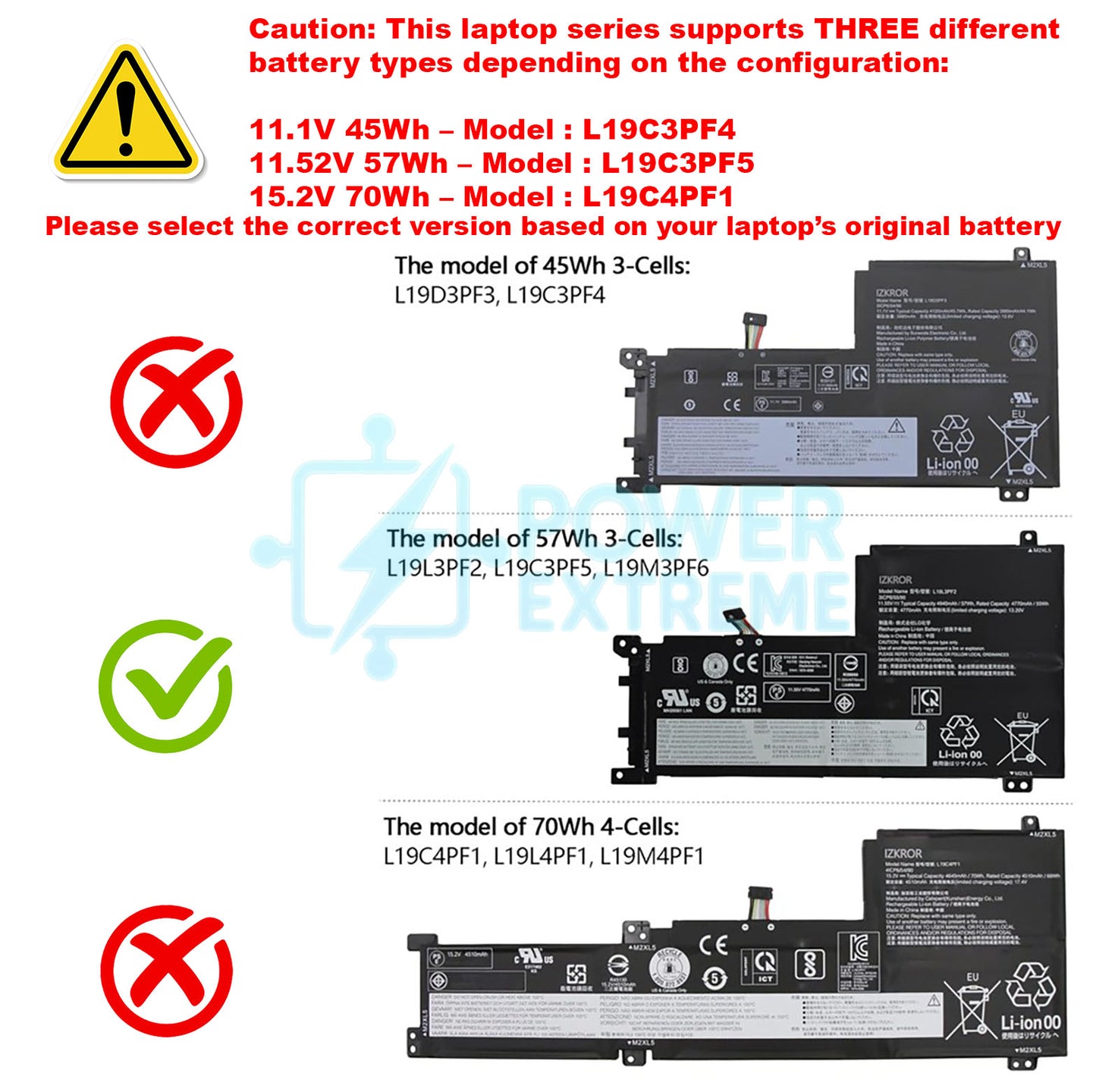 Replacement Laptop Battery for Lenovo Ideapad 5 57Wh 5 15IAL7 5 15ABA7 5B10W86947 L19C3PF5