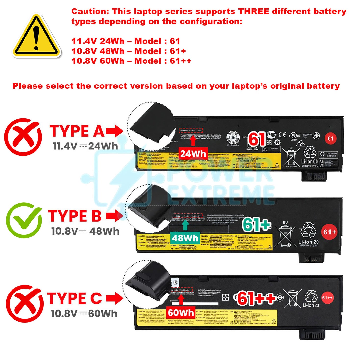 Replacement Laptop Battery for Lenovo Thinkpad T580 20L9 20LA type 61+ 01AV426 L18M6P71 4X50M08811