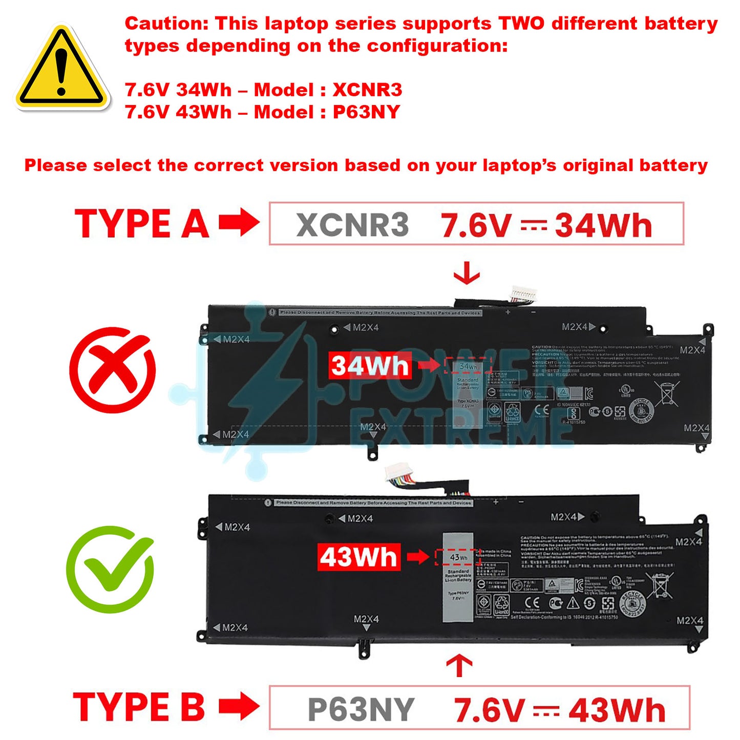Replacement Laptop Battery for Dell Latitude 13 7370 E7370 43Wh 0G7X14 451-BBUY G7X14 P63NY