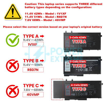 Laptop Battery for Dell Latitude 5400 5401 5410 5411 5500 5501 42Wh 11.4V 1V1XF