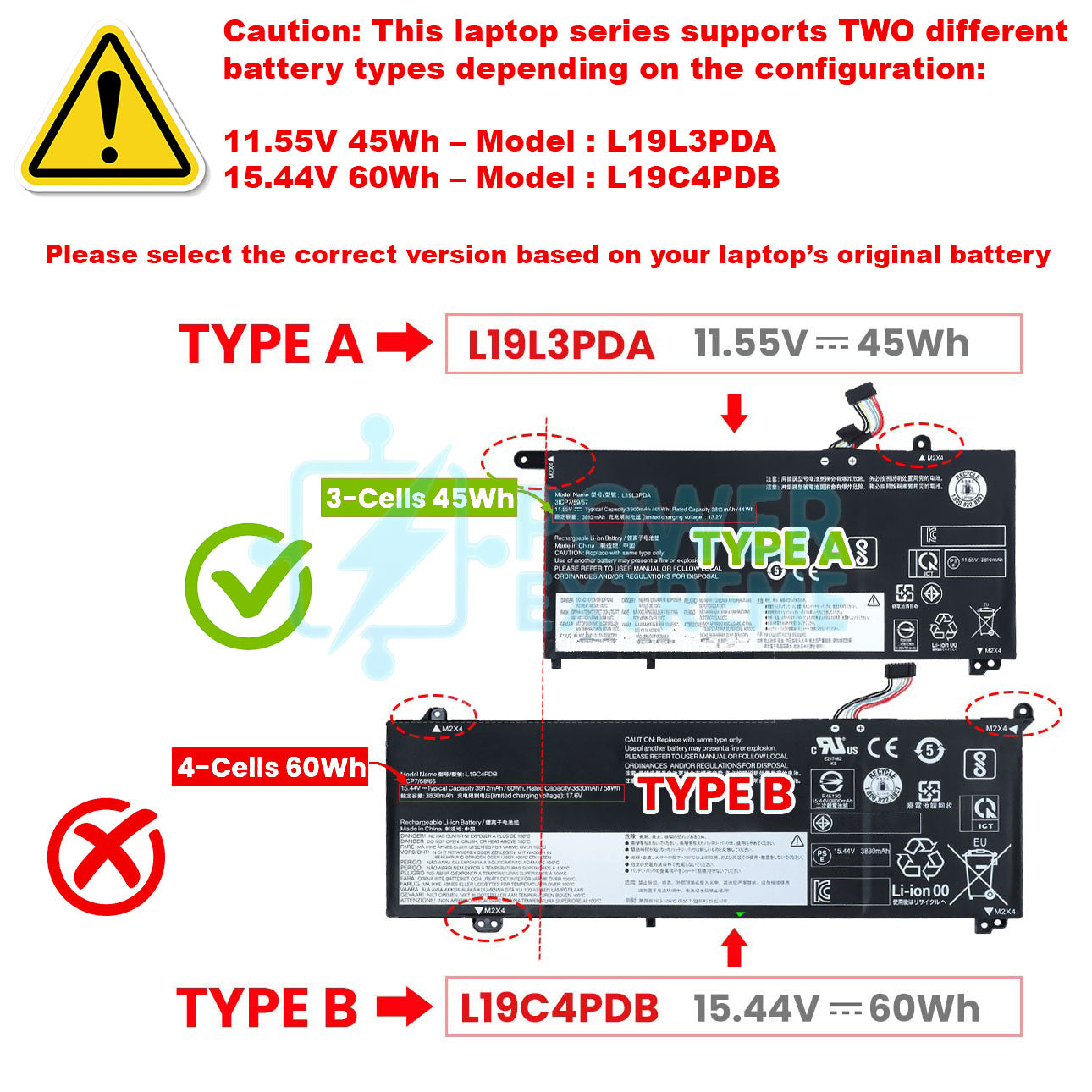 Replacement Laptop Battery for Lenovo K4e-ARE K4e-ITL Series 45Wh 5B11N52076 5B10Z21197