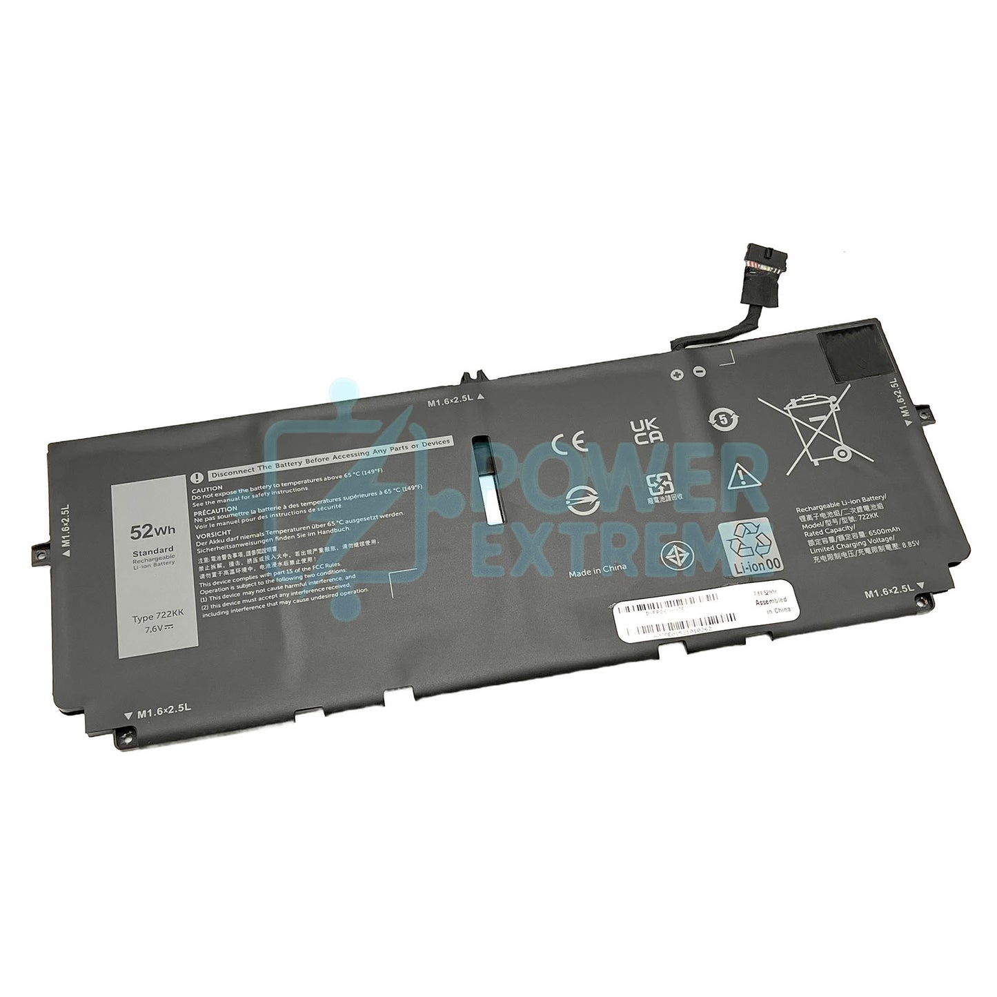 Replacement Laptop Battery for Dell XPS 13 9300 9310 52Wh 0WN0N0 0FP86V 2XXFW 722KK