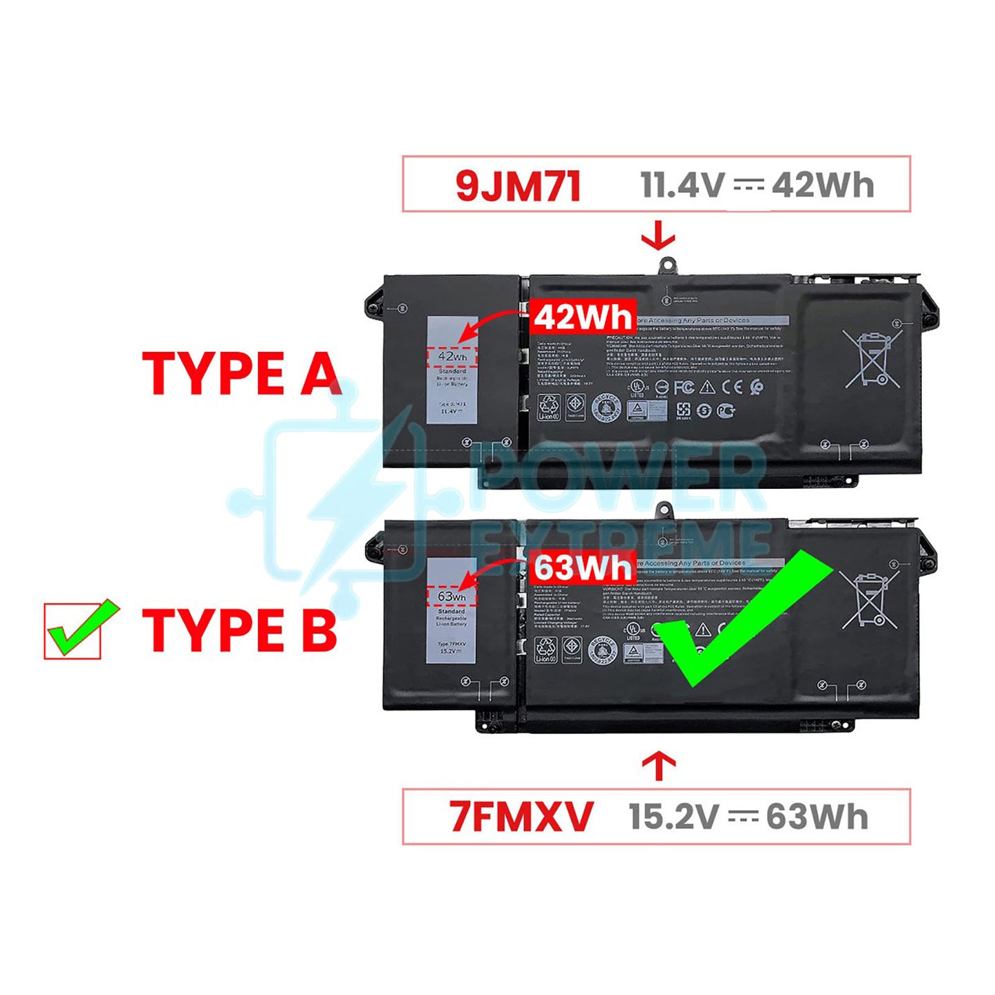 Replacement Laptop Battery for Dell Latitude 13 5320 63Wh 04M1JN 09JM71 0HDGJ8 7FMXV
