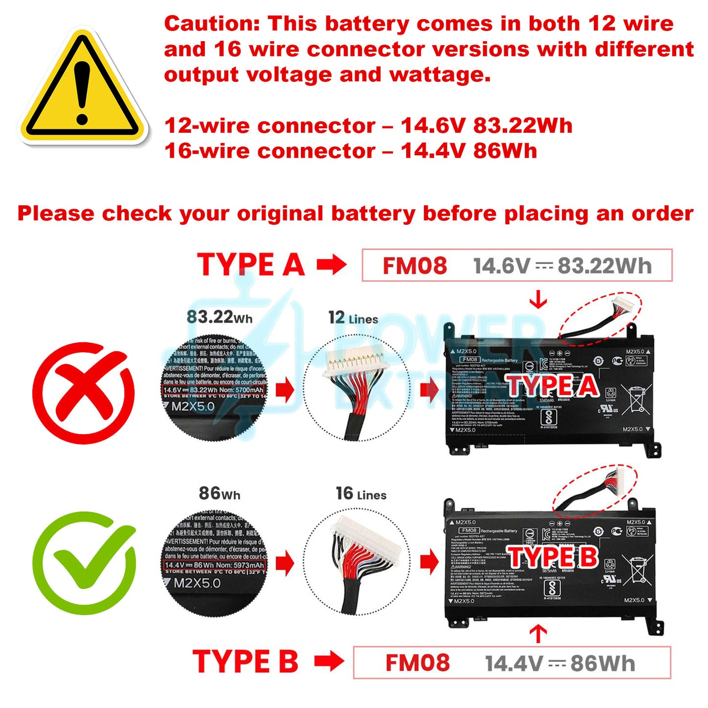 Replacement Laptop Battery for HP OMEN 17-AN 16-pin FM08 922976-855 HSTNN-LB7B TPN-Q195