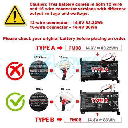 Replacement Laptop Battery for HP OMEN 17-AN 16-pin FM08 922976-855 HSTNN-LB7B TPN-Q195