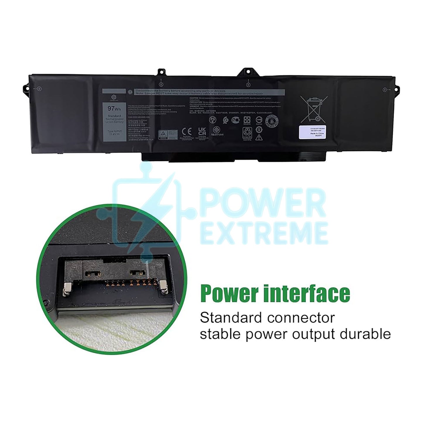 Replacement battery for Dell Alienware m17 R5 AMD 11.4V 97Wh 005RGW 00P3TJ 053XP7 9JRV0