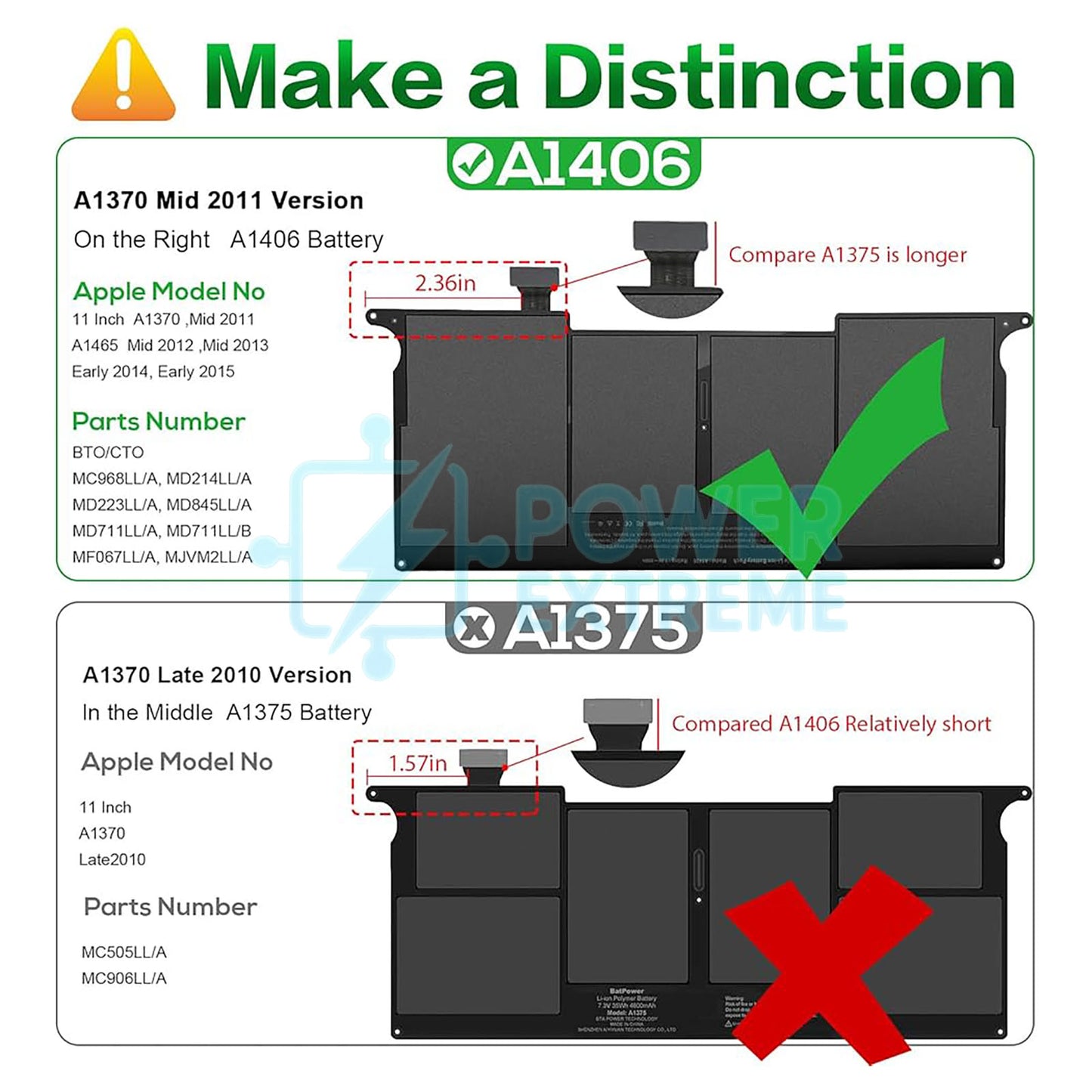 Laptop Battery for APPLE MACBOOK Air 11 2012-2015 A1370 A1406 A1465 A1495
