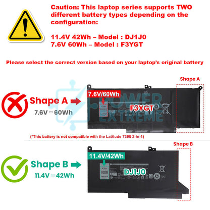 Replacement Laptop Battery for Dell Latitude 7280 7290 7380 7390 C27RW DJ1J0 PGFX4