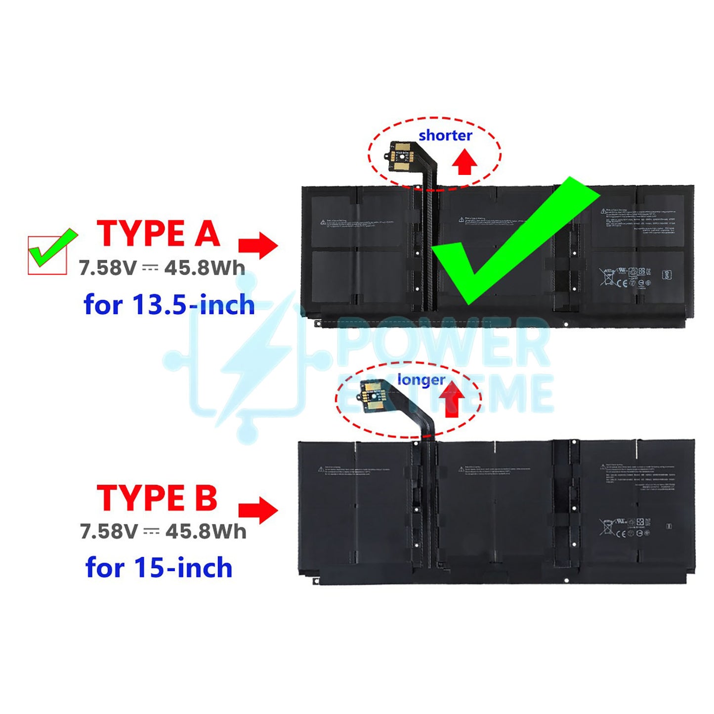 Replacement Battery for Microsoft Surface Laptop Gen3 13.5” Keyboard Base 1867 G3HTA052H