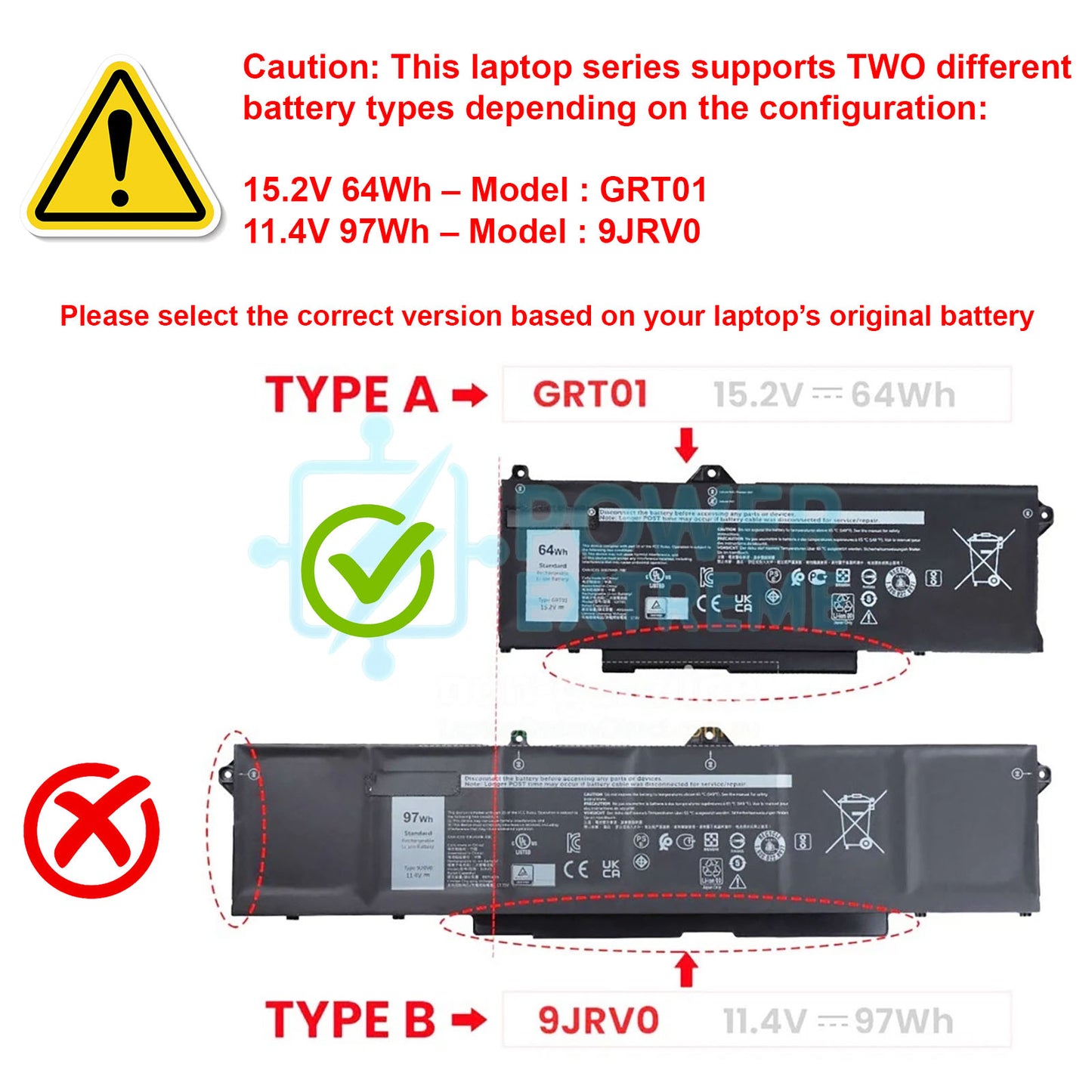 Replacement Laptop Battery for Alienware M17 R5 AMD 64Wh CN-0R05P0 451-BCUN R05P0 GRT01