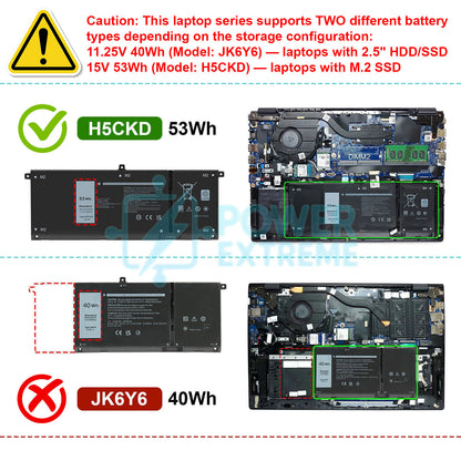 Replacement Laptop Battery for Dell Inspiron 13 5300 5301 N5300 09077G CPL-9077G H5CKD