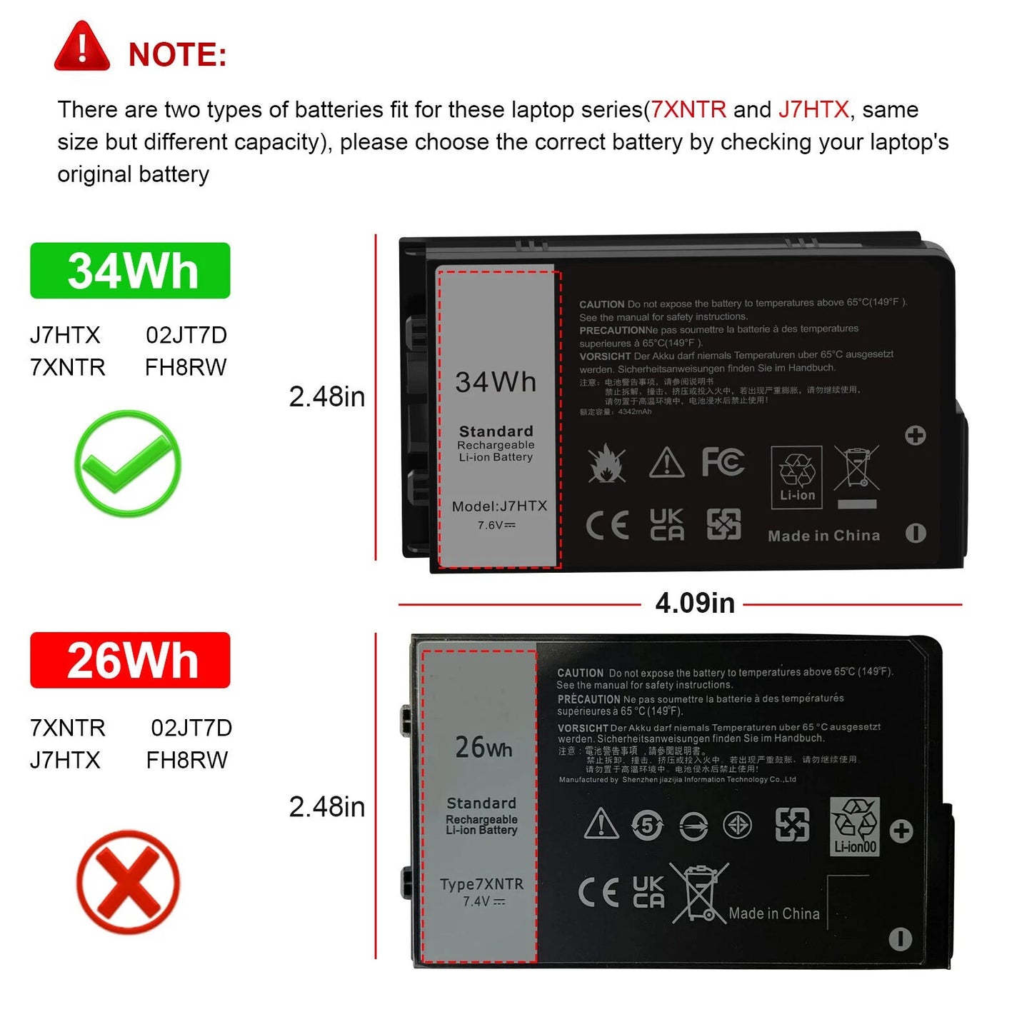 Battery for Dell Latitude 12 7202 Rugged Tablet 34W 0FH8RW  0ORPTJ J7HTX