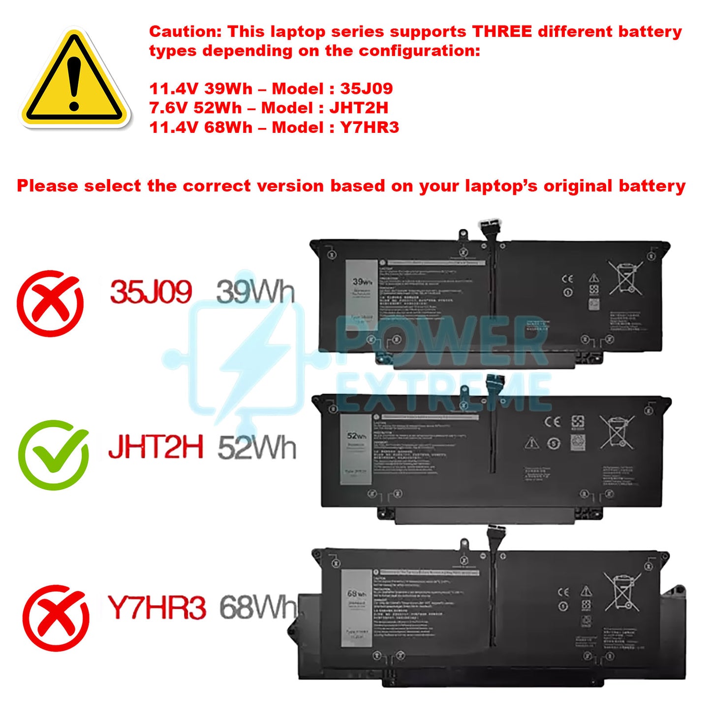 Replacement Laptop Battery for Dell Latitude 7410 52Wh 7.6V 0WY9MP 0YJ9RP 451-BCPW CPL-HRGYV JHT2H