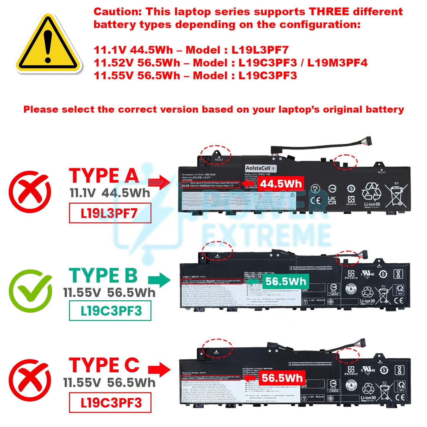 Replacement Laptop Battery for Lenovo IdeaPad 5 14ABA7 Series 5B10W86936 5B10W86939 L19M3PF4