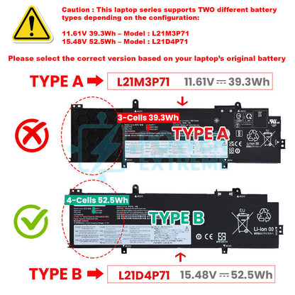 Replacement Laptop Battery for Lenovo ThinkPad T14 Gen3 21AH 4ICP6/66/56 5B10W51863 L21L4P71
