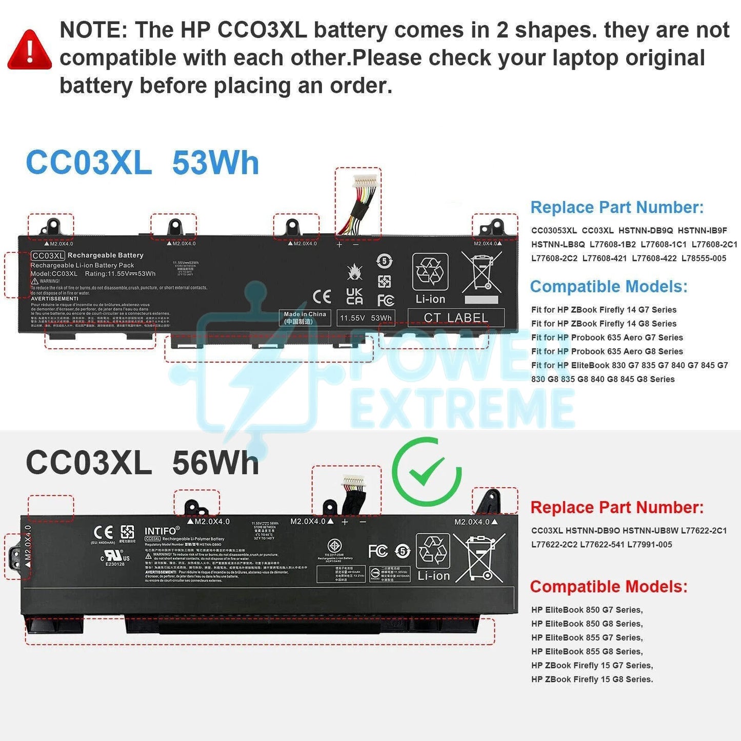 Laptop Battery for HP ELITEBOOK 850 855 G7 G8 ZBook Firefly 15 G7 G8 L77991-005