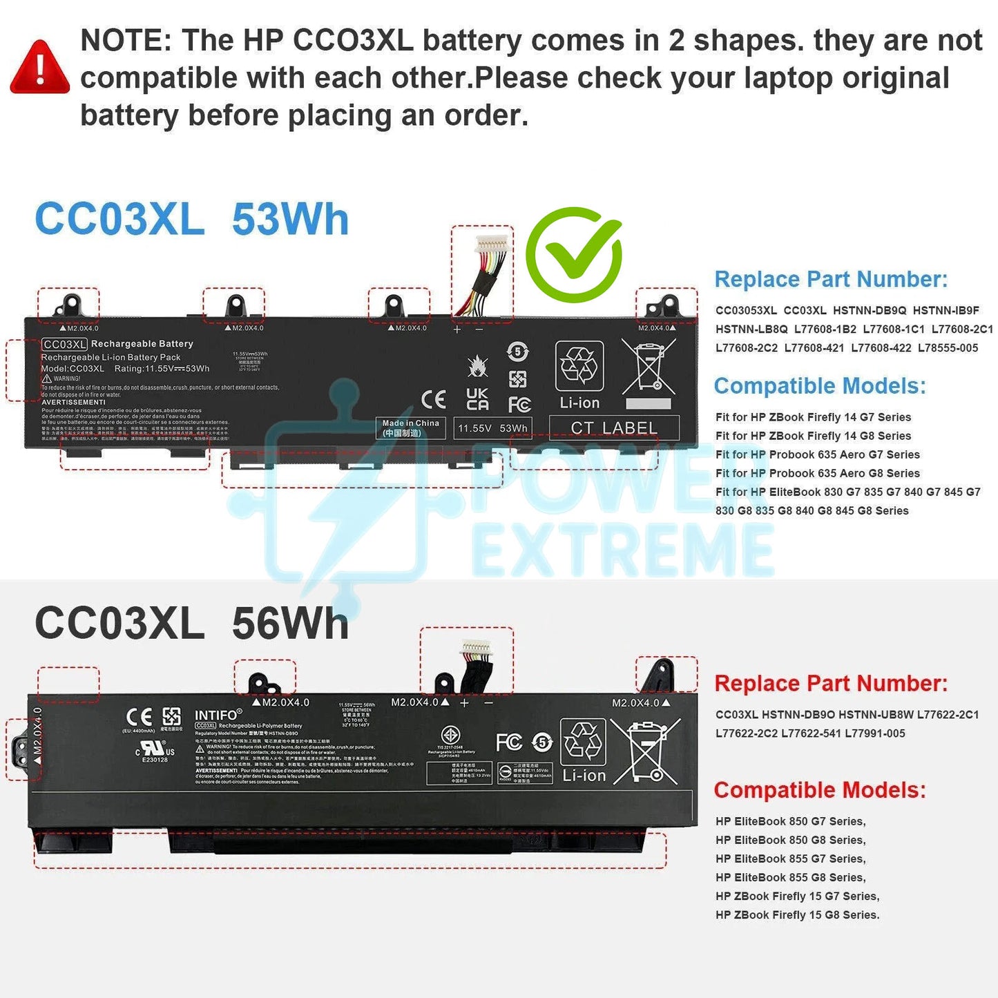 Replacement Laptop battery for HP ZBook Firefly 14 G8 CC03XL HSTNN-DB9O HSTNN-DB9Q L78555-005