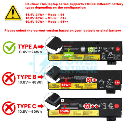 Replacement Laptop Battery for Lenovo Thinkpad A475 A485 P51S P52S T470 T570 type 61 24Wh 01AV490 SB10K97585