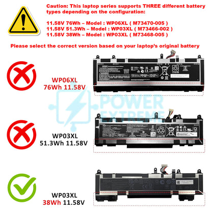 Replacement Laptop Battery for HP EliteBook 830 835 840 845 G9 38W HSTNN-LB8W WP03XL M73468-005