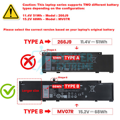 Replacement Laptop Battery for Dell G3 15 3500 3500-0849 3500-0931 68W 451-BCPY MV07R