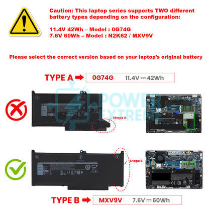 Replacement Laptop Battery for Dell Latitude 5300 2-In-1 Chromebook 451-BCPJ CPL-N2K62 MXV9V