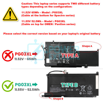 PG03XL Replacement Laptop Battery for HP OMEN 5X FPC52 series HSTNN-DB9G L48430-271 L48430-AC1