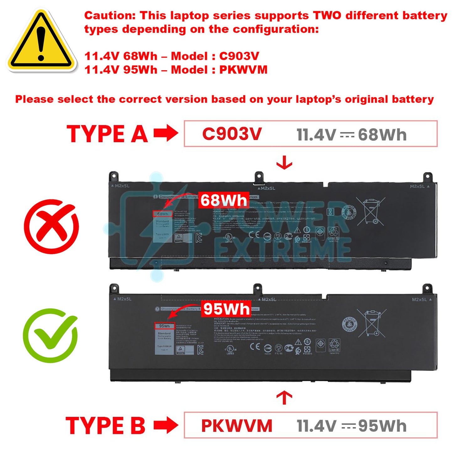 PKWVM Battery for Dell Precision 7550 7560 7750 7760 95Wh 447VR 453-BBCQ G826Y