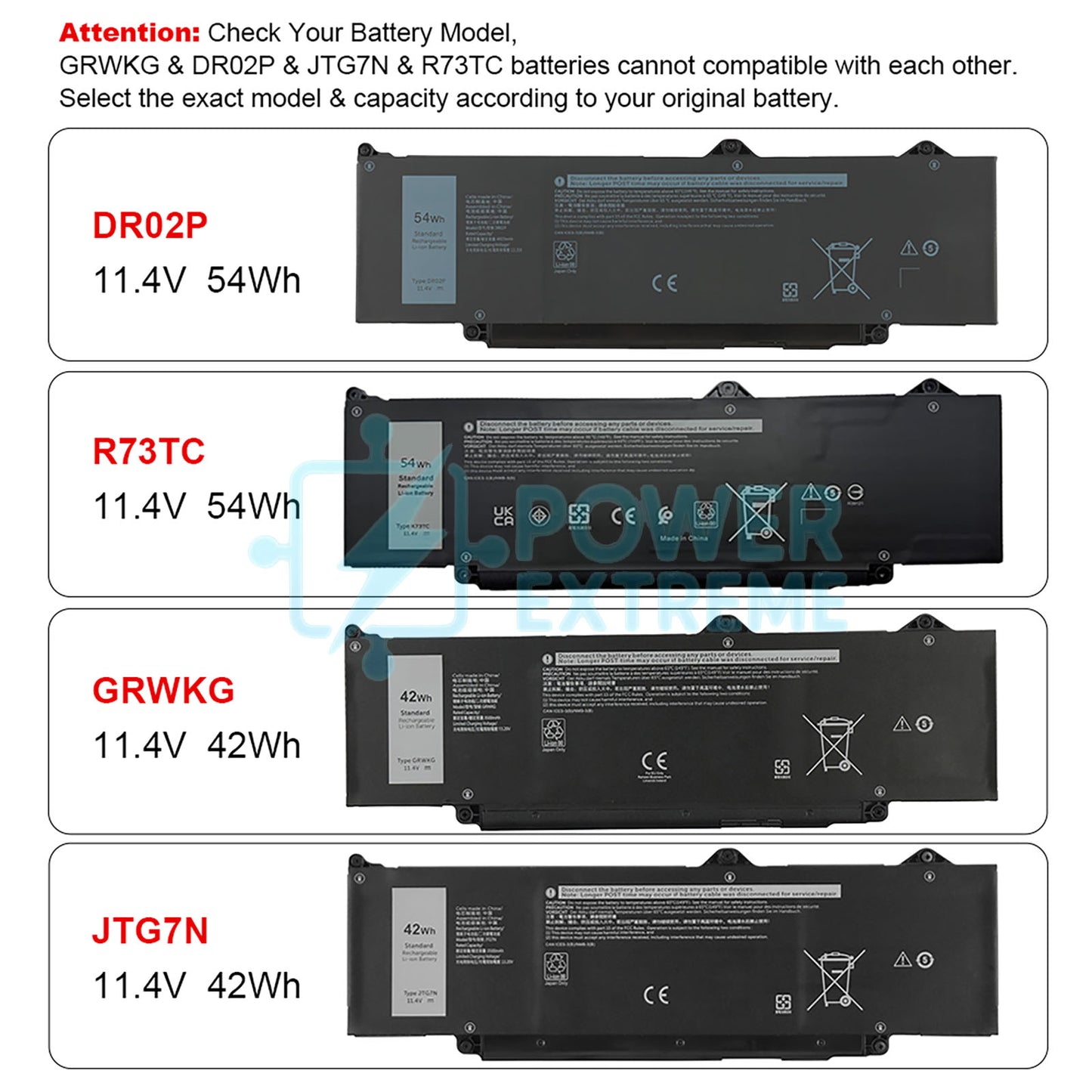 Dell genuine battery for Latitude 5340 2-in-1 803W6 9HKT5 CN-09HKT5 R73TC RXF9T