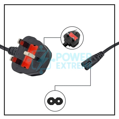 UK Laptop Power Cable 1.2M BS 1363 to C7 Figure 8 5A 250V 16AWG 1.0mm2 cord