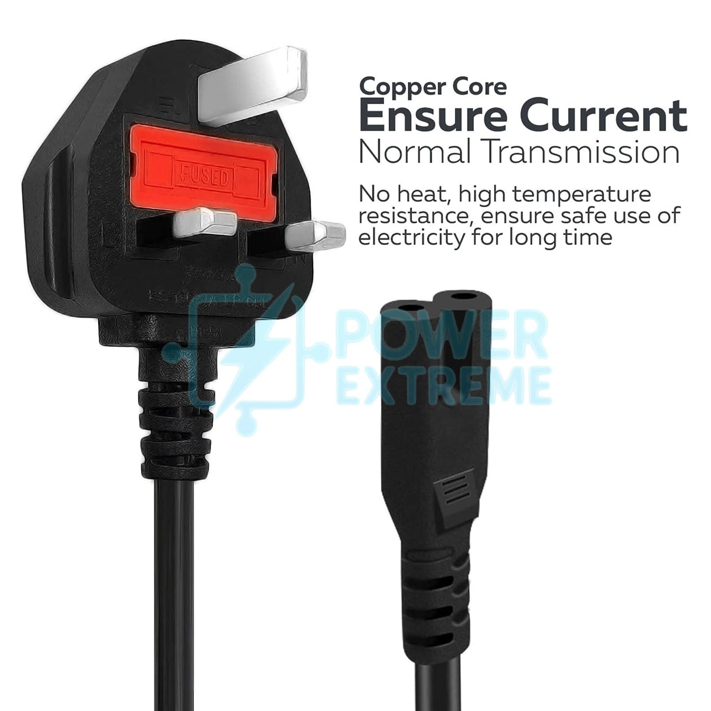 UK Laptop Power Cable 1.2M BS 1363 to C7 Figure 8 5A 250V 16AWG 1.0mm2 cord