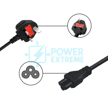 UK Laptop Power Cable 150cm BS 1363 to C5 Cloverleaf 13A 250V 16AWG 1.0mm2 cord