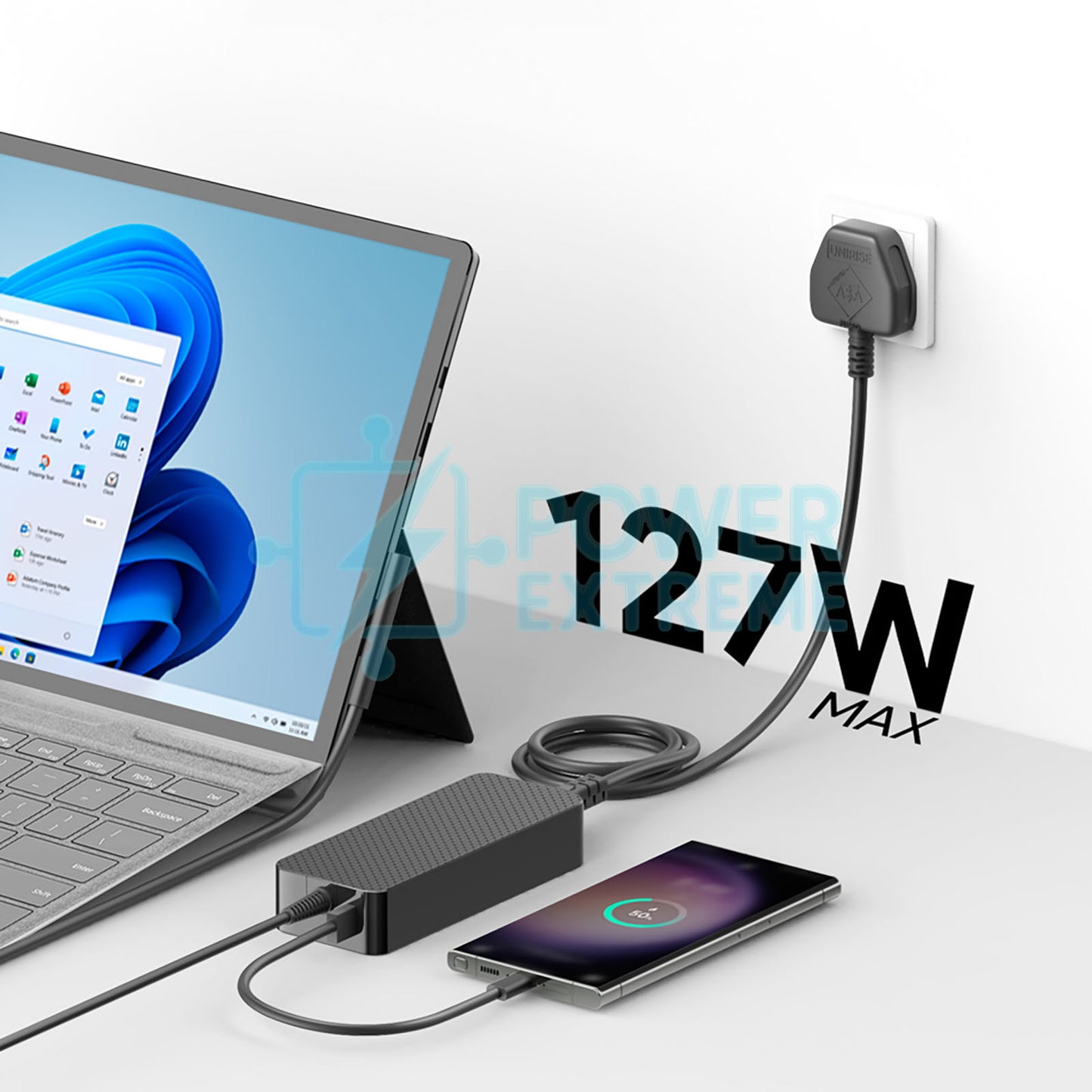 127W 15V adapter for Microsoft Surface Laptop Gen 1 2 3 4 5 7 in EU cable