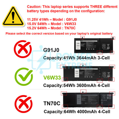 Replacement Laptop Battery for Dell Everyday 16 DC16250 DC16251 DC16255 DC16256 0FH3K2 V6W33