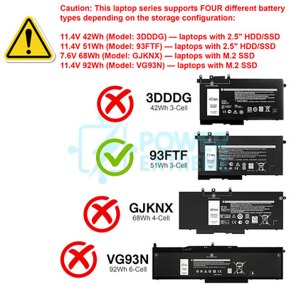 Replacement Laptop Battery for Dell Precision 3530 51Wh 083XPC 093FTF DJWGP 93FTF