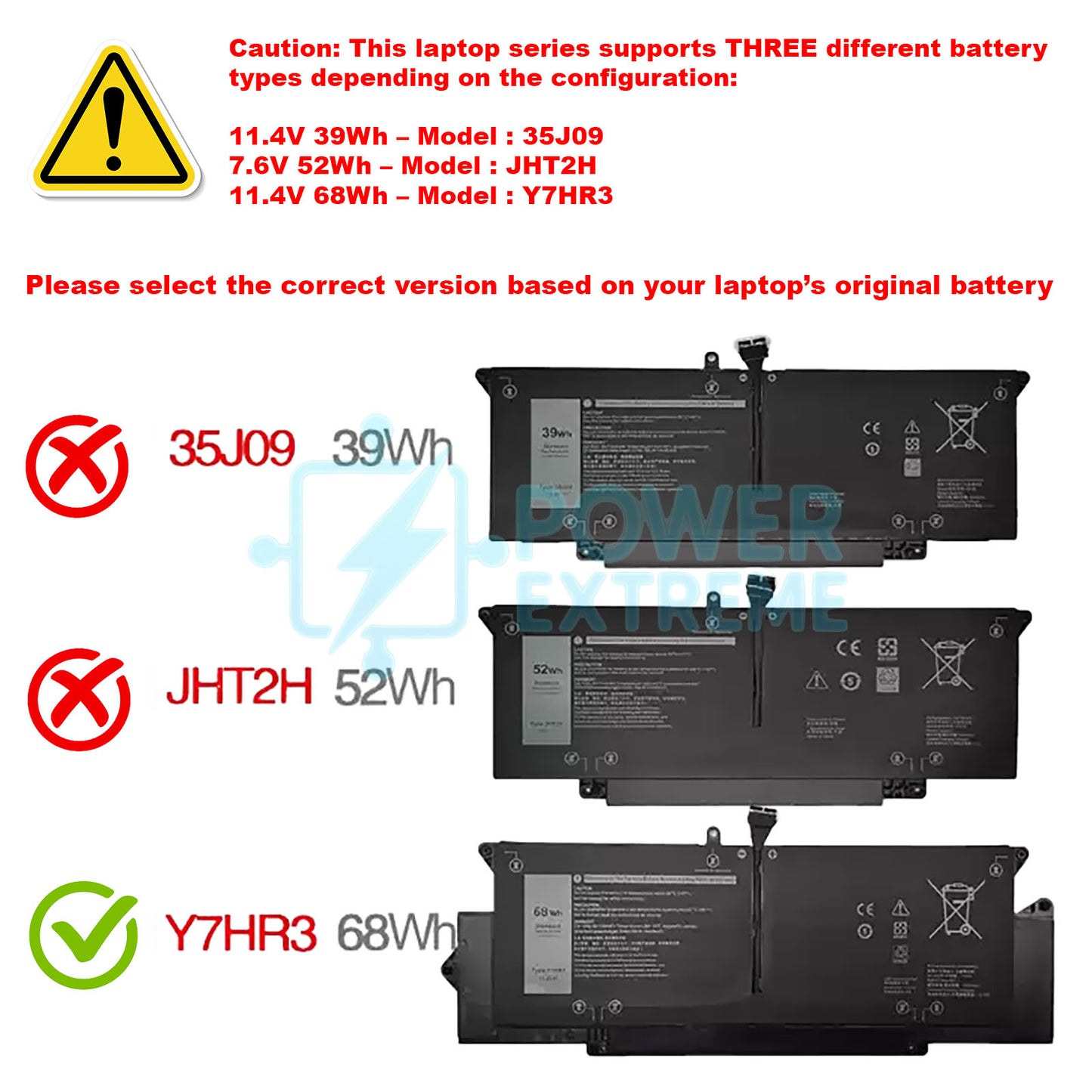 Replacement Laptop Battery for Dell Latitude 7410 Chromebook Enterprise 2-in-1 0WY9MP CN-0XMV7T